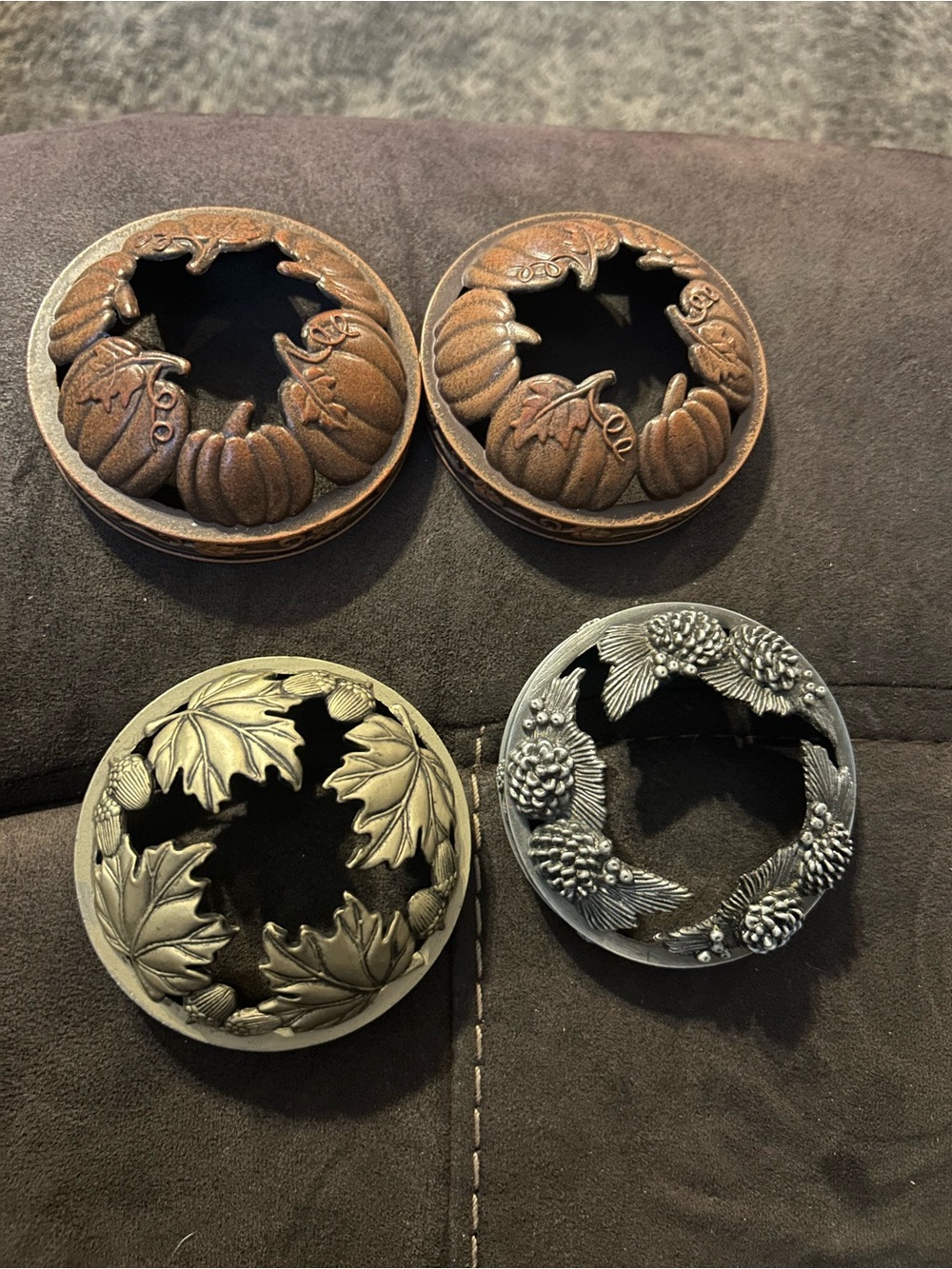 Yankee Candle Metal Decorative Hook Covers in Bronze, Silver, and Pewter Tones